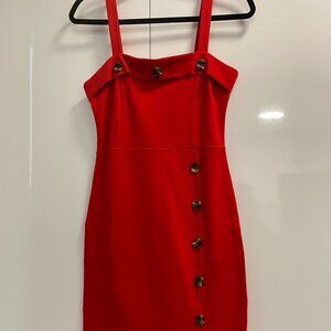 ✴️🏷️2/$12- Strap Red Dress with Wood Buttons - Size M